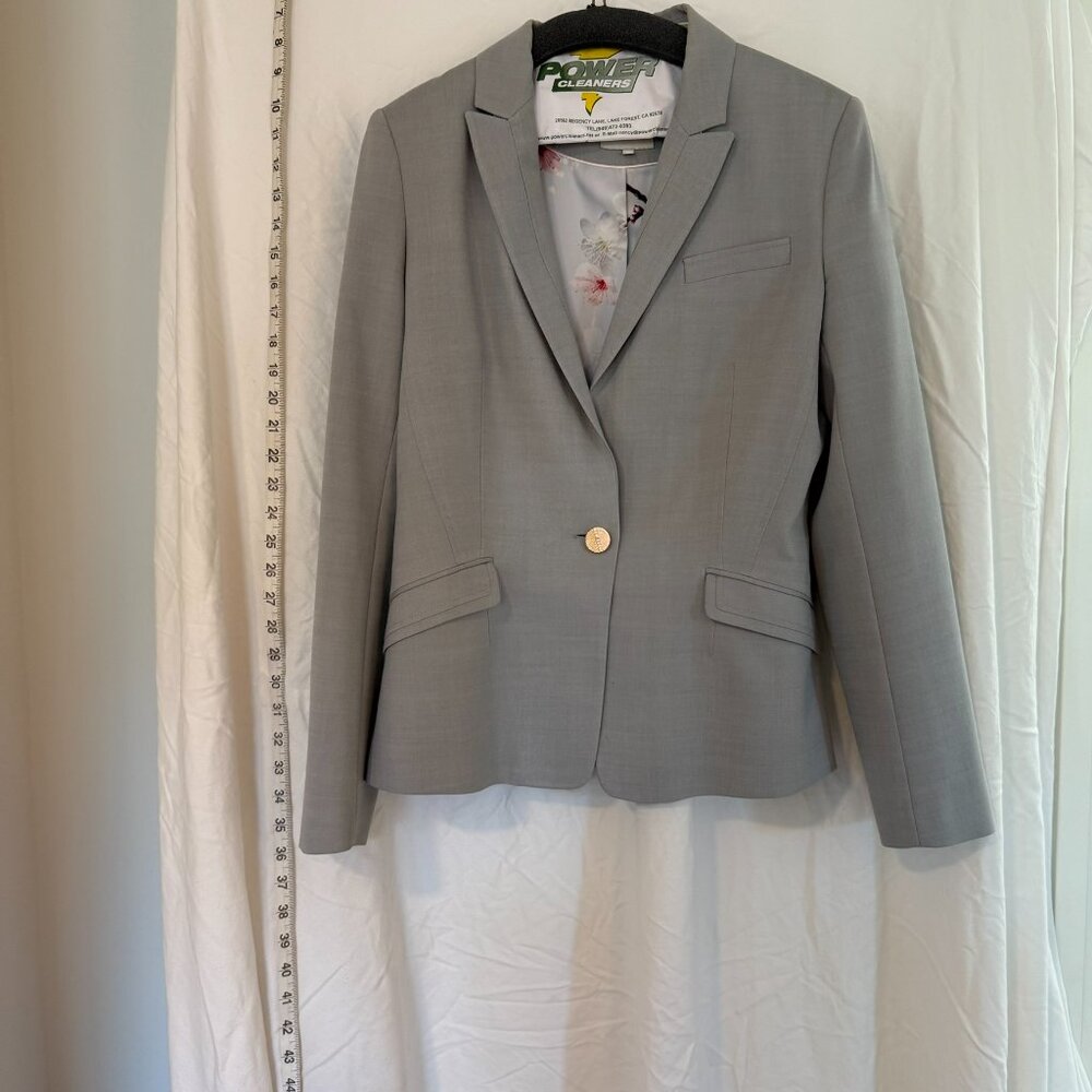 Ted Baker London 2-Piece Suit Set Women Gray Size 3 Pointed Lapel Single Vented
